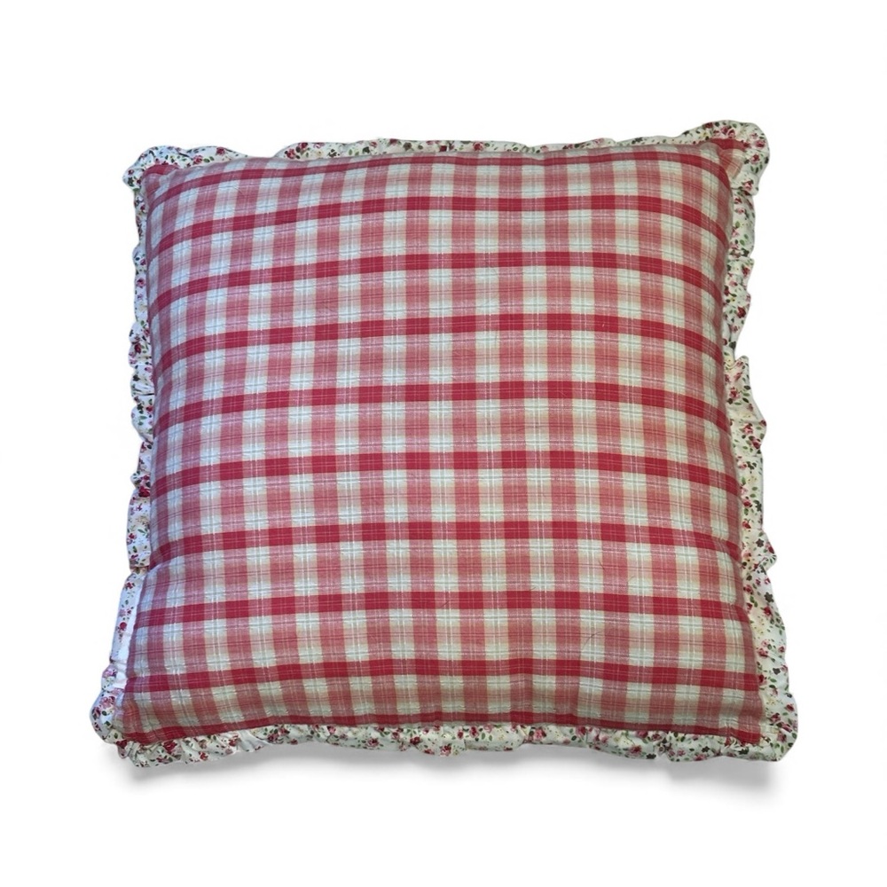 Floral Cottagecore Cross stitch Decorative Pillow 16 X 16 inches - Picture 2 of 4